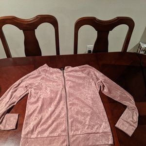 Women's Dusty Pink Velvet Jacket Hoodie